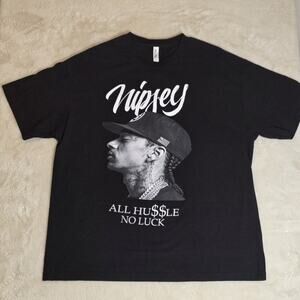 Nipsey Hussle All Hu$$le No Luck Graphic TShirt Black XL Alstyle Classic Hip Hop